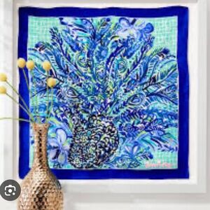 EUC Lilly Pulitzer Silk Square Scarf Peacock